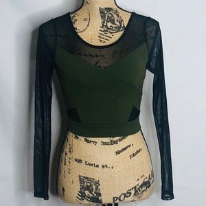 CHARLOTTE RUSSE olive green and black crop top XS